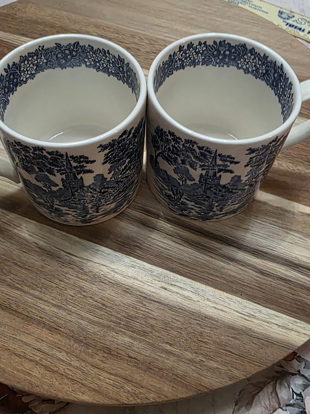Wedgwood Blue and White Toile Porcelain Mugs - Pair - Picture 4 of 11